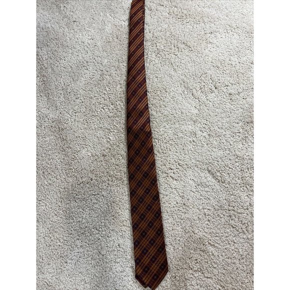 A. Picci Seta Di Como  Mens Neck Tie Silk Brown Striped Plaid Italy - Picture 5 of 7